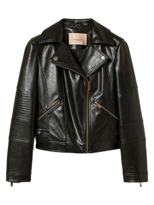 FAUX LEATHER BIKER TWIN SET | 252TP271000006 NERO